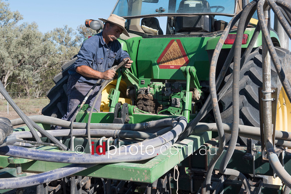 Repairing a seeder at Trafalgar property, Dirranbandi, QLD