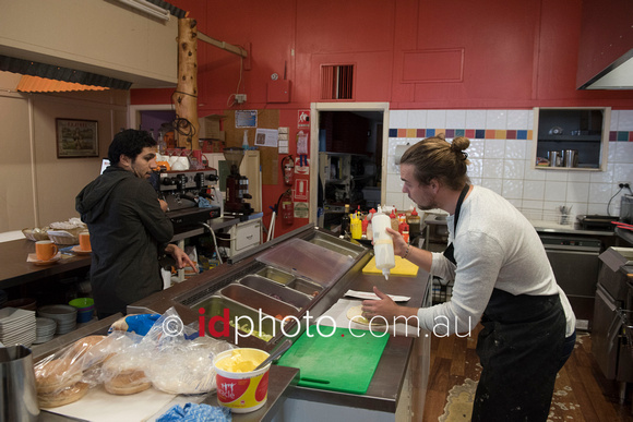 Staff in action at Muddy Waters Cafe in Brewarrina