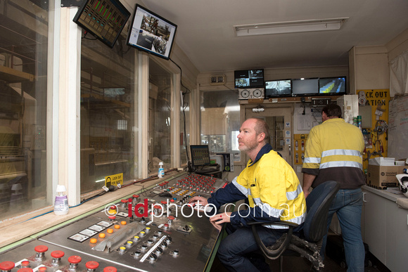 Adam Picton in the control room of Namoi Cotton Co-op Gin, Mungindi
