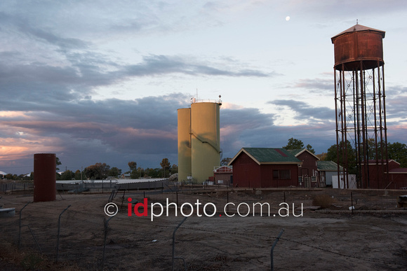 Old water tank at sunset in Bourke